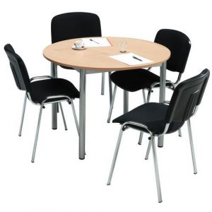 Table 4 Pieds Alu Diam 100 + 4 Chaises Noir/chrome