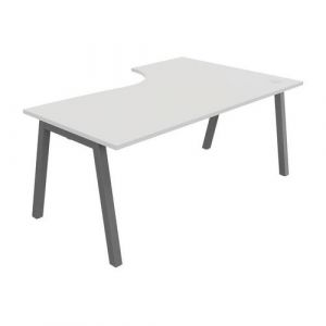 Bureau Compact Partage Retour Gauche 180 Cm Blanc / Alu