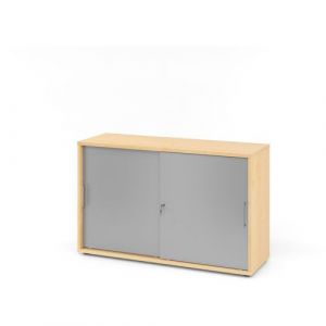 Armoire Ã Portes Coulissantes MÃ©tal-2 Cases-Ã©rable-argent