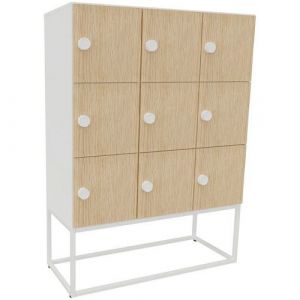 Meuble 9 Cases Kim Serrure Code Blanc/chÃªne Fil
