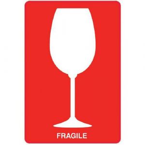 Rouleau Ã?tiquette Fond Rouge 112x75mm "fragile"