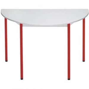 Table Universalis Demi-rond 160x80 Plt Gris Pied 3000 Rouge