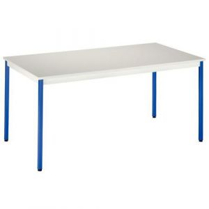 Table De RÃ©union 180x80 Plateau Gris - Pieds Bleus