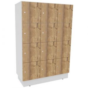 Meuble 12 Cases Eko Serrure Cl&Atilde;&copy; Blanc/ch&Atilde;&ordf;ne Brut