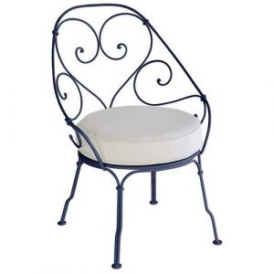 Fauteuil Cabriolet 1900 Bleu Abysse Coussin Blanc GrisÃ©