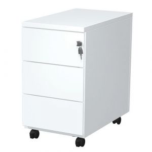 Caisson Mobile Slim Ã Roulettes 3 Tiroirs Blanc 9010