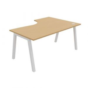 Bureau Compact Partage Retour Gauche 160 Cm H&Atilde;&ordf;tre / Blanc