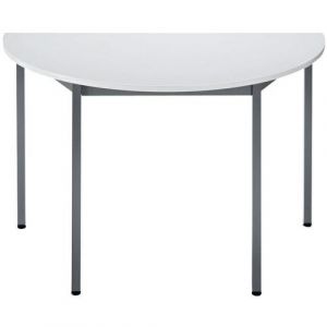 Table De RÃ©union 1/2 Cercle Plateau Gris - Pieds Gris FoncÃ©