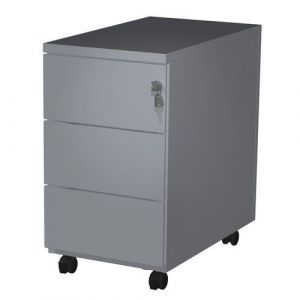 Caisson Mobile Slim Ã Roulettes 3 Tiroirs Aluminium 9006