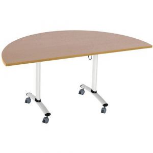Table Pliante Axe Stratifi&Atilde;&copy;e Demi-lune 136x68 Cm H&Atilde;&ordf;tre/blanc