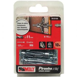 Cheville M&Atilde;&copy;tallique Expansion Molly 6x50mm +vis M6 X10