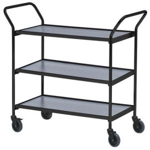 Table Roulante 2 Poign&Atilde;&copy;es - 3 Plateaux Gris 800x420mm - 150 Kg