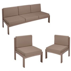 Pack Autize : Chauffeuse 3pl+2chauffeuses Structure Taupe Pvc Terre