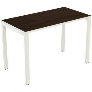 Bureau Easy Office 114x60cm Pied Blanc Plateau Wenge