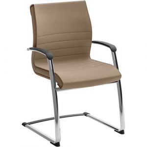 Fauteuil Visiteur Dama - Rev&Atilde;&ordf;tement Cuir - Taupe