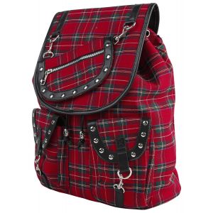 Sac &agrave; dos  de Banned Alternative - Sac &Agrave; Dos Tartan Rouge - pour Femme - noir/rouge