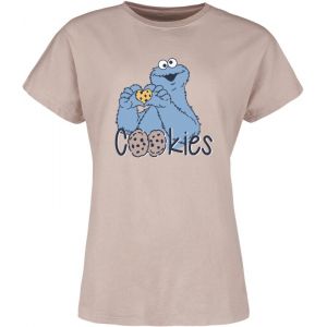 T-Shirt Manches courtes  de Sesame Street - Krümelmonster - Cookies - L à XXL - pour Femme - vieux rose