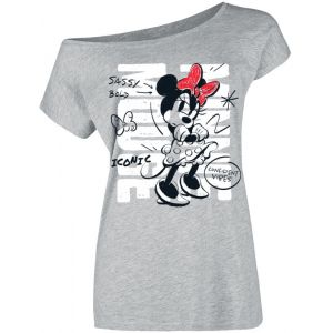 T-Shirt Manches courtes Disney de Mickey & Minnie Mouse - Minnie Mouse - S &agrave; XXL - pour Femme - gris