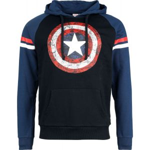 Sweat-shirt à capuche Disney de Captain America - Bouclier Comic - S à XXL - pour Homme - noir/bleu