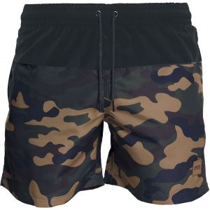 Short de bain  de Urban Classics - Short De Bain Block - S à 5XL - pour Homme - camouflage forêt/noir