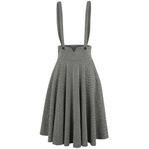Jupe mi-longue Rockabilly de Voodoo Vixen - Jupe &Eacute;vas&eacute;e Salopette Toyin Herringbon - M &agrave; 4XL - pour Femme - gris