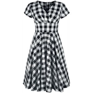 Robe mi-longue Rockabilly de Hell Bunny - Robe Ann&eacute;es 50 Victorine - M &agrave; L - pour Femme - noir/blanc