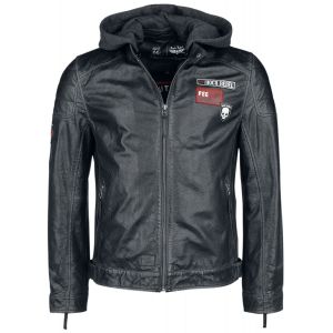 Veste en cuir  de Rock Rebel by EMP - Rock Rebel X Route 66 - Leather Jacket - S &agrave; XL - pour Homme - noir