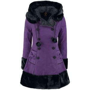 Manteau d'hiver Rockabilly de Hell Bunny - Manteau Sarah Jane - M &agrave; 4XL - pour Femme - lilas