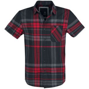 Chemise manches courtes  de Brandit - Chemise à carreaux Mike - M à 5XL - pour Homme - noir/anthracite/rouge