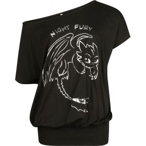 T-Shirt Manches courtes  de Dragons - Dragons - Night Fury - S à 3XL - pour Femme - noir