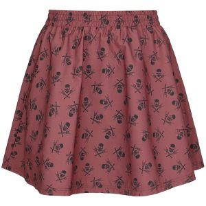 Jupe courte  de Black Premium by EMP - A-Line Skirt with Skull Print - S &agrave; XL - pour Femme - rouge fonc&eacute;