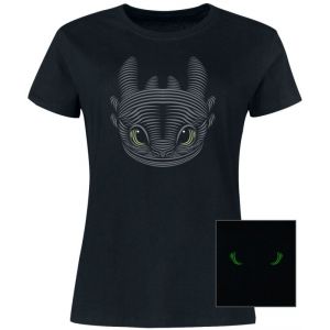 T-Shirt Manches courtes  de Dragons - Krokmou - Phosphorescent - S à 3XL - pour Femme - noir