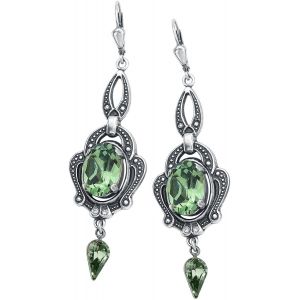 Boucles d'oreilles Gothic de Krikor - Vert Forêt - pour Femme - couleur argent