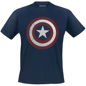 T-Shirt Manches courtes  de Captain America - Logo Bouclier - M à XXL - pour Homme - marine