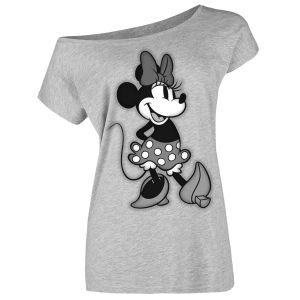 T-Shirt Manches courtes Disney de Mickey & Minnie Mouse - Minnie Mouse - Beauty - S &agrave; 3XL - pour Femme - gris