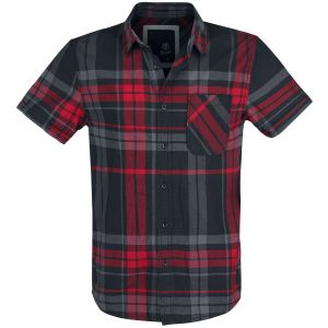 Chemise manches courtes  de Brandit - Chemise à carreaux Mike - S à 5XL - pour Homme - noir/anthracite/rouge