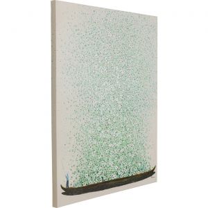 Tableau Touched fleurs pirogue 40x50cm beige et vert Kare Design