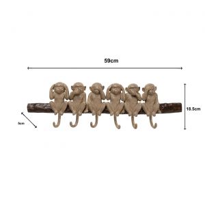 Portemanteau mural singes de la sagesse 59cm Kare Design