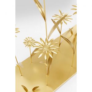 Console fleurs 3D 100x25cm dorées Kare Design