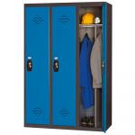 Vestiaire m&eacute;tal Avantage monobloc industrie salissante 3 colonnes - Corps Anthracite - Portes Bleu
