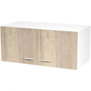 R&eacute;hausse d'armoire Eminence - H.40 x L.90 cm - Surmeuble Blanc - 2 portes Ch&ecirc;ne Canadien