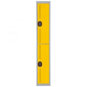 Vestiaire m&eacute;tal Team Color 2 casiers - 1 colonne L.30 cm - Corps Gris - Portes Jaune