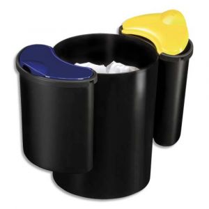 CEP Kit de tri s&eacute;lectif : 1 corbeille &agrave; papier Noir Confort 16L + 2 compartiments de 4,5L chacun