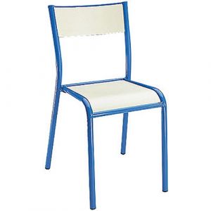 Chaise scolaire multiplis stratifi&eacute; Sable - Pieds m&eacute;tal Bleu