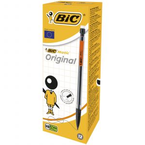 BIC Matic Original Porte-mine pointe moyenne 0,7 mm HB corps noir transparent