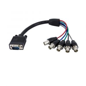 StarTech.com C&acirc;ble d'&eacute;cran coaxial VGA HD15 vers 5x BNC RGBHV de 30cm - M/F, 0,3 m, VGA (D-Sub), 5 x BNC, M&acirc;le, Femelle, Droit VGABNCMF1