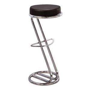 Tabouret Zeus imitation cuir, noir et chrom&eacute;, 83&nbsp;cm de hauteur
