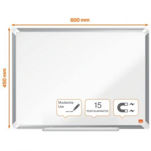Nobo Tableau blanc acier laqu&eacute; Premium Plus L. 60 x H. 45 cm - Effa&ccedil;able &agrave; sec - Surface magn&eacute;tique - Certifi&eacute; Ecolabel
