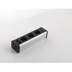 Multiprise VERSA Frame 2.0 - Bloc encastrable 3 Prises + 2 RJ45 + 2 USB + HDMI - Noir - c&acirc;ble 3m