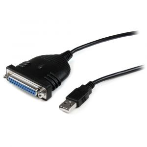 StarTech.com C&acirc;ble Adaptateur de 1.80m USB vers 1 Port Parall&egrave;le DB25 pour Imprimante, Noir, DB-25, USB A, 1,9 m, 100 g, 1900 mm ICUSB1284D25
